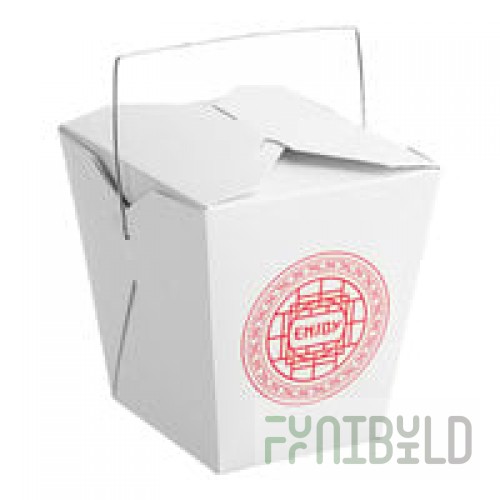 Fold-Pak 26WHPAGODM 26 oz. Pagoda Chinese / Asian Paper Take-Out Container with Wire Handle - 500/Case