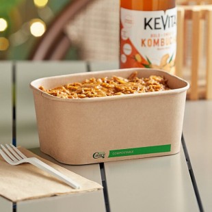 EcoChoice 32 oz. Rectangular Kraft Bio-Lined Take-Out Container - 50/Pack