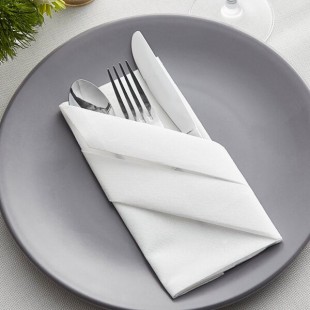 Hoffmaster White Flat Pack Linen-Like Dinner Napkin - 16 Hoffmaster White Flat Pack Linen-Like Dinner Napkin - 16