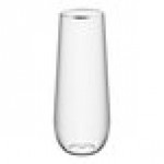 Visions Dynasty 9 oz. Clear Plastic Stemless Champagne Flute with Silver Rim - 64/Case Visions Dynasty 9 oz. Clear Plastic Stemless Champagne Flute with Silver Rim - 64/Case