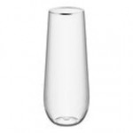 Visions Dynasty 9 oz. Clear Plastic Stemless Champagne Flute with Silver Rim - 64/Case Visions Dynasty 9 oz. Clear Plastic Stemless Champagne Flute with Silver Rim - 64/Case