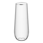 Visions Dynasty 9 oz. Clear Plastic Stemless Champagne Flute with Silver Rim - 64/Case Visions Dynasty 9 oz. Clear Plastic Stemless Champagne Flute with Silver Rim - 64/Case