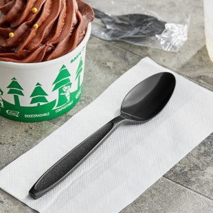 Solo Impress Individually Wrapped Heavy Weight Black Plastic Teaspoon - 1,000/Case Solo Impress Individually Wrapped Heavy Weight Black Plastic Teaspoon - 1,000/Case