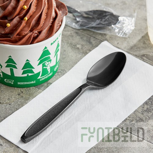 Solo Impress Individually Wrapped Heavy Weight Black Plastic Teaspoon - 1,000/Case