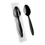 Solo Impress Individually Wrapped Heavy Weight Black Plastic Teaspoon - 1,000/Case