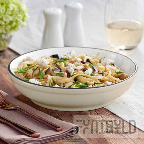 Acopa Embers 32 oz. Cream White Matte Stoneware Pasta Bowl - Sample