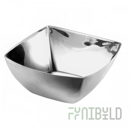 WNK from Steelite International 10 oz. Square Stainless Steel Bowl with Brush / Mirror Finish - 6/Case
