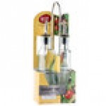 TableCraft Gemelli 8.5 oz. 3-Piece Clear Glass Oil and Vinegar Cruet Set with Stainless Steel Rack - 6/Case TableCraft Gemelli 8.5 oz. 3-Piece Clear Glass Oil and Vinegar Cruet Set with Stainless Steel Rack - 6/Case