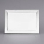 International Tableware Elite 2-Compartment Bright White Porcelain Sauce Dish with 1 oz. Square Wells - 36/Case