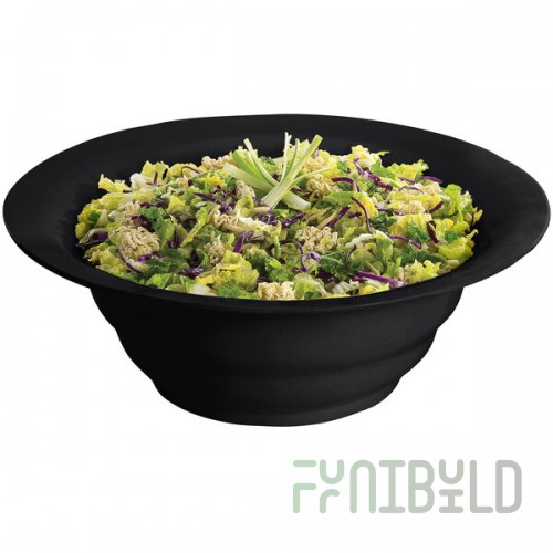 TableCraft CW3120BK 10 Qt. Black Cast Aluminum Wide Rim Salad Bowl