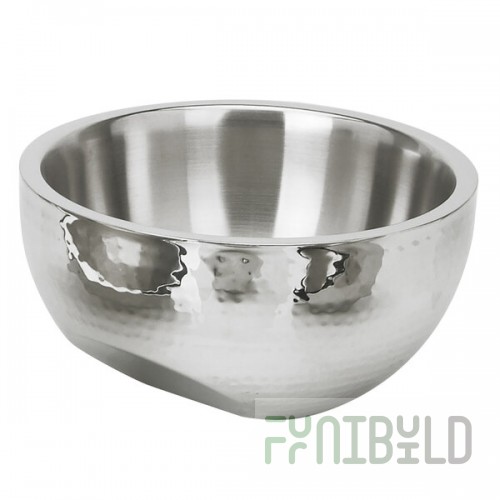 Eastern Tabletop 7210 115 oz. Stainless Steel Hammered Dual Angle Insulated Bowl
