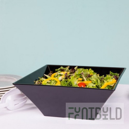 TableCraft BKMB125 Frostone 6.75 Qt. Black Square Melamine Bowl
