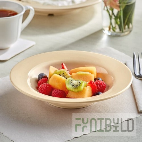 Acopa Foundations 8 oz. Tan Wide Rim Melamine Salad Bowl - 12/Pack