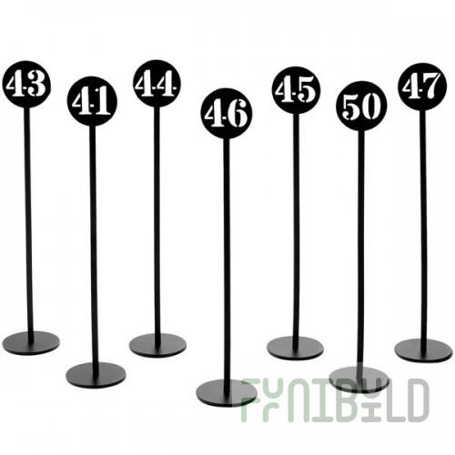 American Metalcraft NSB50 Black Stamped-Out Number Table Stands - 41 to 50