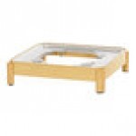 Cal-Mil Blonde 6 Qt. Full Size Chafer with Induction Unit, Soft-Close Lid, and Maple Wood Stand 23719-71