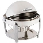 Bon Chef 10040 Manhattan 8 Qt. Stainless Steel with Brass Accents Roll Top Chafer with Vented Lid Bon Chef 10040 Manhattan 8 Qt. Stainless Steel with Brass Accents Roll Top Chafer with Vented Lid