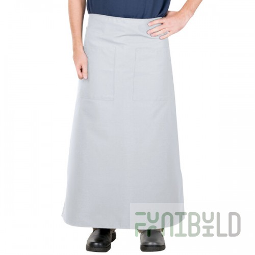 Intedge Gray Poly-Cotton Bistro Apron with 2 Pockets - 38