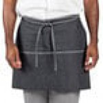 Uncommon Chef 3130 Pinstripe Customizable Denim Cadence Waist Apron with Black Webbing and 3 Pockets - 18