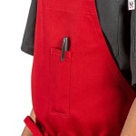 Uncommon Chef 3004 Red Customizable Poly-Cotton Twill Bib Apron with 3 Pockets - 34 Uncommon Chef 3004 Red Customizable Poly-Cotton Twill Bib Apron with 3 Pockets - 34