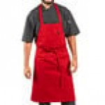 Uncommon Chef 3004 Red Customizable Poly-Cotton Twill Bib Apron with 3 Pockets - 34 Uncommon Chef 3004 Red Customizable Poly-Cotton Twill Bib Apron with 3 Pockets - 34
