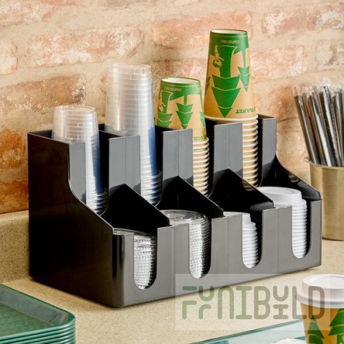 Choice Black 8-Section Countertop Cup and Lid Organizer