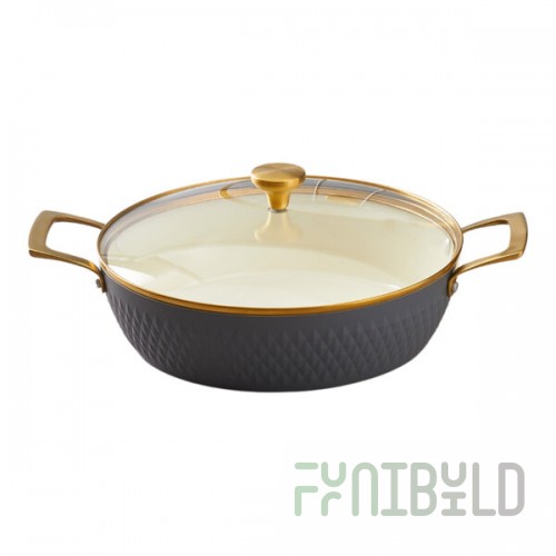 Spring USA Venice 4 Qt. Graphite Round Induction-Ready Chafer Casserole Pan with Cover 8856-9-28