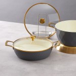 Spring USA Venice 4 Qt. Graphite Round Induction-Ready Chafer Casserole Pan with Cover 8856-9-28 Spring USA Venice 4 Qt. Graphite Round Induction-Ready Chafer Casserole Pan with Cover 8856-9-28