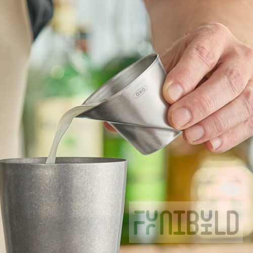 OXO 1233080 2 oz. (1/4 Cup) Stainless Steel Angled Measuring Cup / Jigger