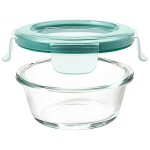 OXO Good Grips SmartSeal 1 Cup Clear Round Glass Container with Leakproof Snap-On Lid