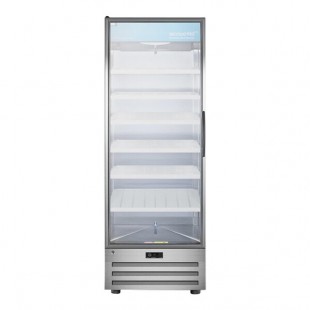 Summit Appliance ACR1718LH Accucold ACR Series 17.0 Cu. Ft. Stainless Steel Glass Door Reach-In Pharmacy Refrigerator with Left-Hand Swing Door - 115V