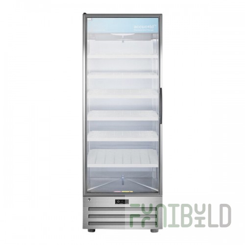 Summit Appliance ACR1718LH Accucold ACR Series 17.0 Cu. Ft. Stainless Steel Glass Door Reach-In Pharmacy Refrigerator with Left-Hand Swing Door - 115V