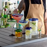 Acopa Tropic 16 oz. Cooler Glass with Blue Rim - 12/Case Acopa Tropic 16 oz. Cooler Glass with Blue Rim - 12/Case