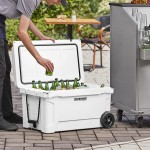 CaterGator CG65WHW White 65 Qt. Mobile Rotomolded Outdoor Cooler / Ice Chest