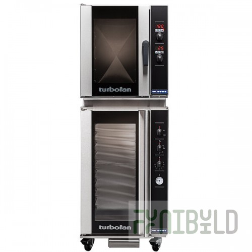 Moffat E33D5/P10M Turbofan Bolt Half Size Electric Digital Convection Oven with Steam Injection and 10 Tray Holding Cabinet / Proofer - 220V
