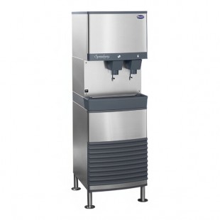 Follett 25FB414W-L Symphony Plus 25 Series Water Cooled Chewblet Freestanding Ice Maker and Water Dispenser with 25 lb. Storage and Lever Dispensing - 115V, 380 lb.