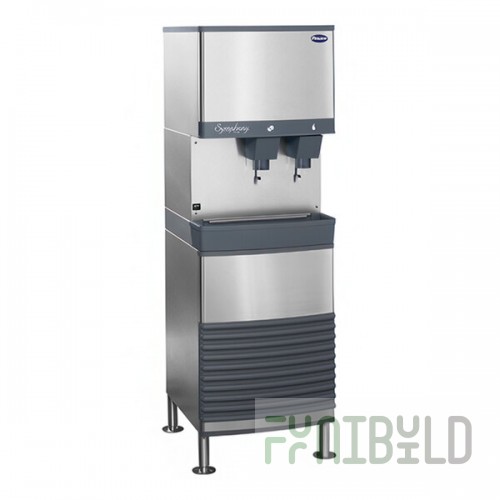 Follett 25FB414W-L Symphony Plus 25 Series Water Cooled Chewblet Freestanding Ice Maker and Water Dispenser with 25 lb. Storage and Lever Dispensing - 115V, 380 lb.