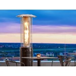Backyard Pro Courtyard Series RNDFHBLK Black Round Portable Propane Outdoor Patio Heater with Glass Tube - 46,000 BTU