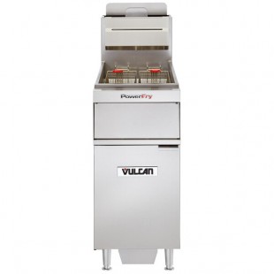 Vulcan VFRY18F-NAT Natural Gas 45-50 lb. Floor Fryer with Solid State Analog Controls and KleenScreen Filtration - 70,000 BTU Vulcan VFRY18F-NAT Natural Gas 45-50 lb. Floor Fryer with Solid State Analog Controls and KleenScreen Filtration - 70,000 BTU