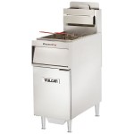 Vulcan VFRY18F-NAT Natural Gas 45-50 lb. Floor Fryer with Solid State Analog Controls and KleenScreen Filtration - 70,000 BTU