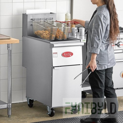 Avantco FF50 Liquid Propane 50 lb. Stainless Steel Floor Fryer - 120,000 BTU
