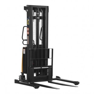 Vestil 1,500-2,000 lb. Semi-Electric Powered Fork Stacker with Adjustable Forks and 118 Vestil 1,500-2,000 lb. Semi-Electric Powered Fork Stacker with Adjustable Forks and 118