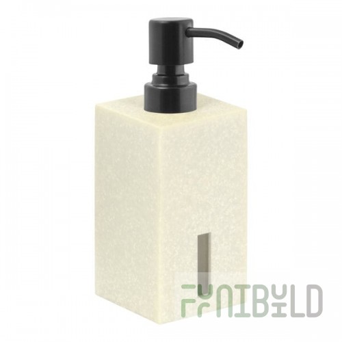 room360 Morocco 10 oz. Stone Soap Dispenser with Matte Black Pump Top - 6/Case