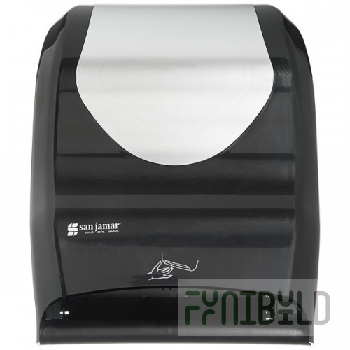 San Jamar T1470BKSS Smart System with IQ Sensor Summit Hands Free Roll Towel Dispenser - Black / Stainless Steel Look