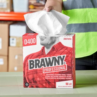 Brawny Professional White Tall Box Disposable Industrial Cleaning Towel D400 - 900/Case Brawny Professional White Tall Box Disposable Industrial Cleaning Towel D400 - 900/Case