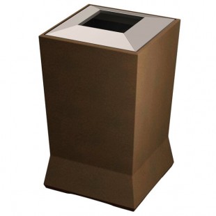 Commercial Zone 724665 ModTec 39 Gallon Old Bronze Square Trash Can with Stainless Steel Lid
