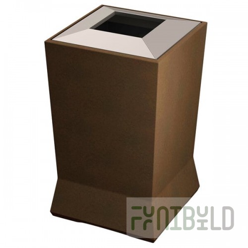 Commercial Zone 724665 ModTec 39 Gallon Old Bronze Square Trash Can with Stainless Steel Lid