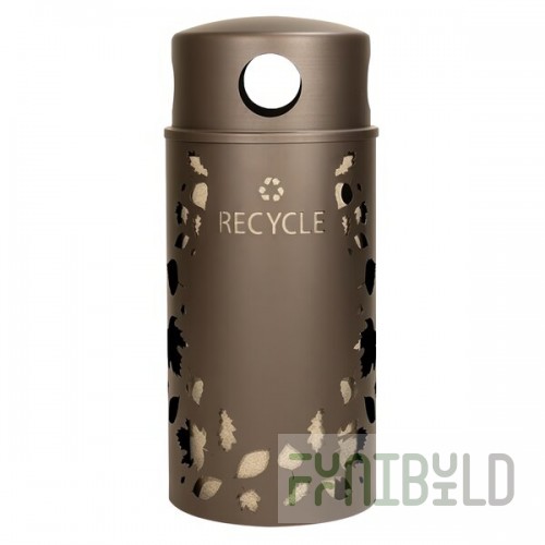 Ex-Cell Kaiser NS33-LV R BRZX Nature Series Round 33 Gallon Steel Brown Leaves Recycling Bin