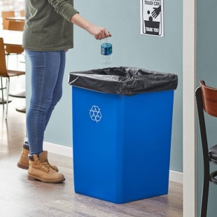 Lavex 35 Gallon Blue Square Recycle Bin
