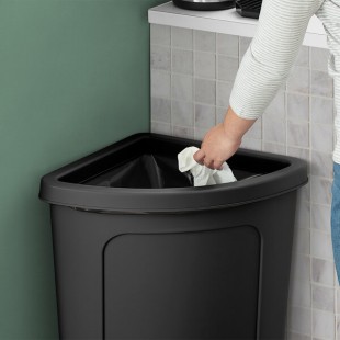 Lavex 21 Gallon Black Corner Round Rim Top Trash Can Lid