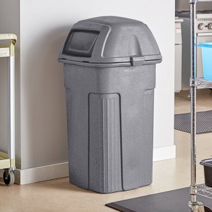 Toter ST35GYKT Slimline Graystone 35 Gallon Square Trash Can with Square Dome Lid